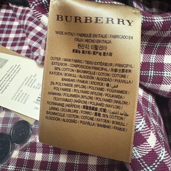 Burberry Slatehurst Burgundy Check Cotton Classic Blazer Jacket 4 US 38 EU NWT - Picture 7 of 7